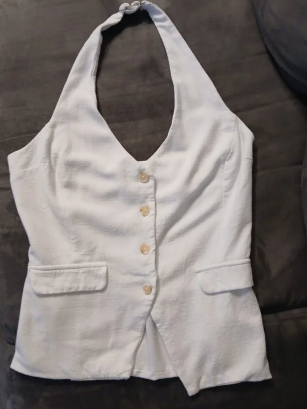 Monteau Los Angeles White Halter Button Vest Size Medium (M)